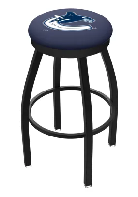Vancouver Canucks HBS Black Swivel Bar Stool with Blue Cushion