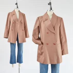 Vintage 70s Brown Double Breasted Jacket Cotton Blend Blazer by Fleet Street size M L