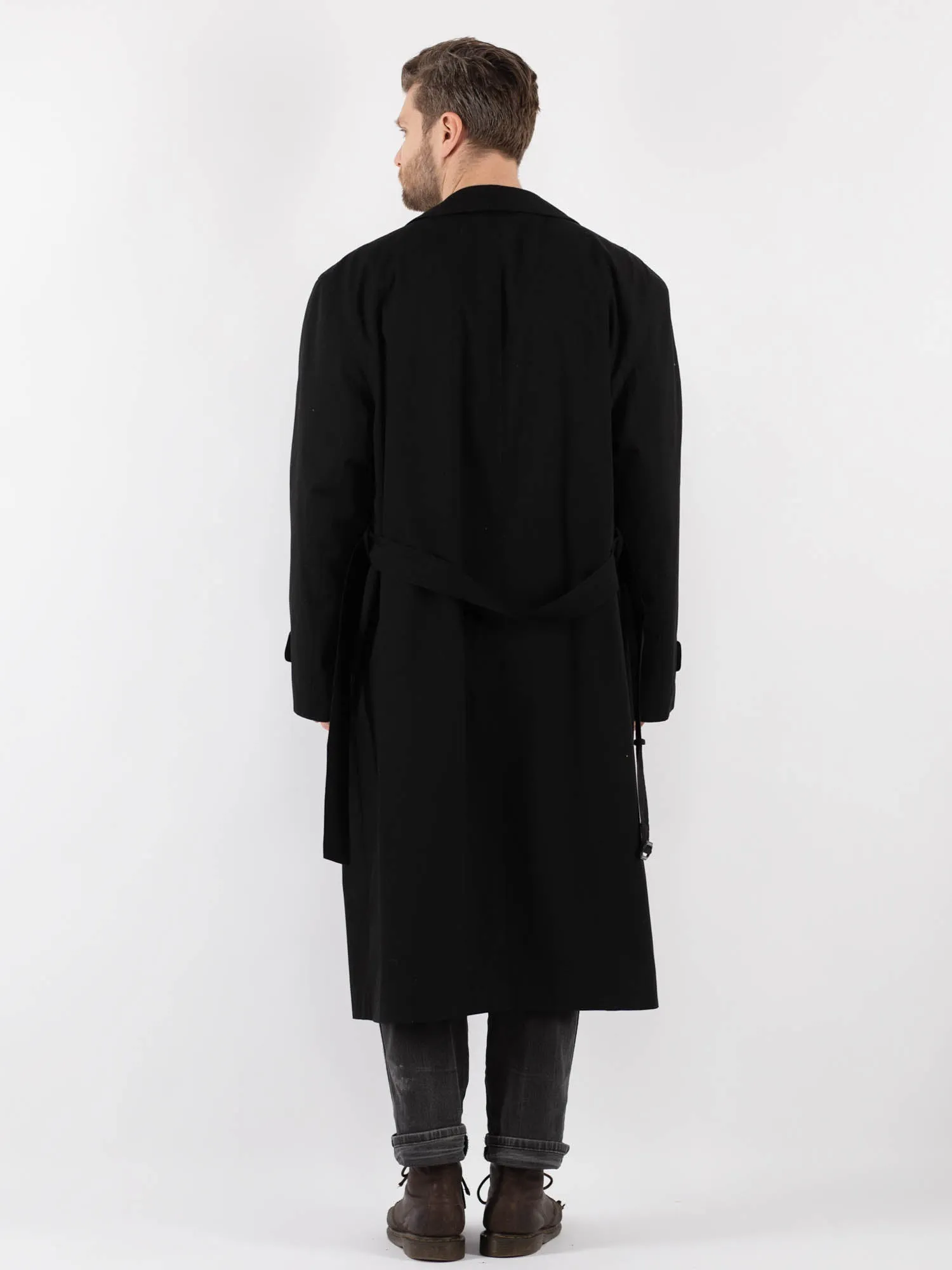 Vintage 70's Men Oversized Mac Coat in Black