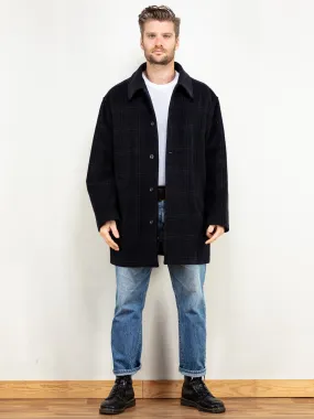 Vintage 70's Men Wool Blend Coat in Navy Blue