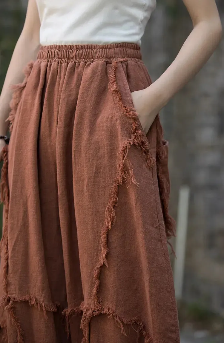 Vintage Linen Harem Pants with Loose Fit and Retro Vibes