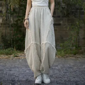 Vintage Linen Harem Pants with Loose Fit and Retro Vibes