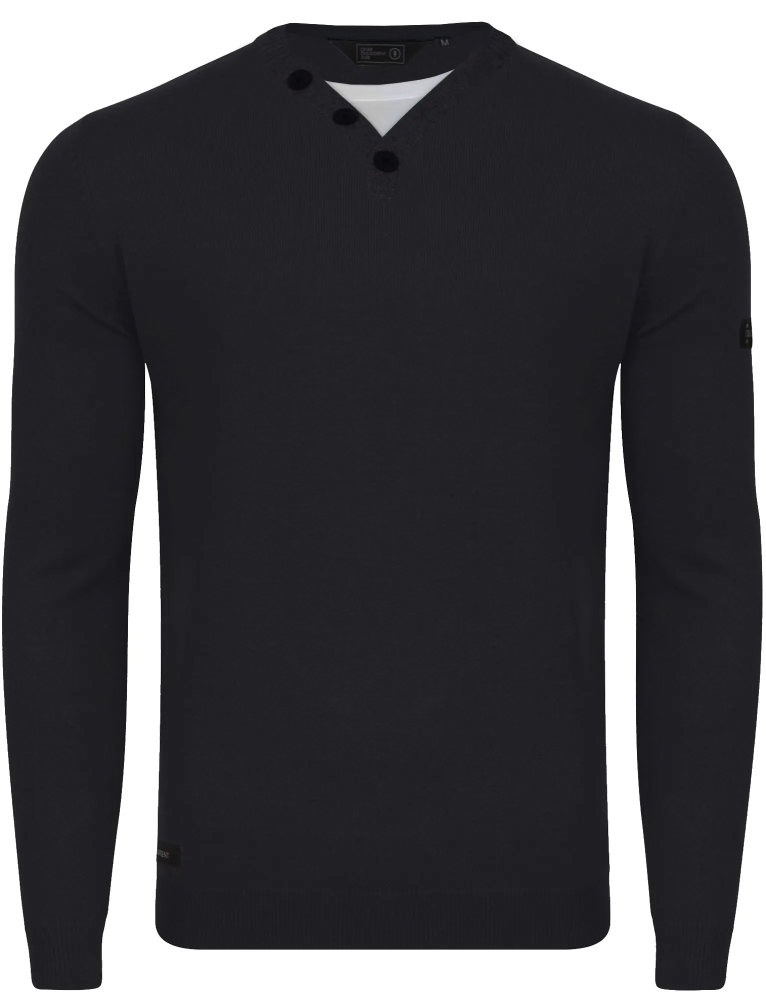 Walenski Mock T- Shirt Insert Knitted Jumper in Dark Navy - Dissident