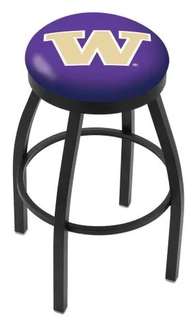 Washington Huskies HBS Black Swivel Bar Stool with Purple Cushion