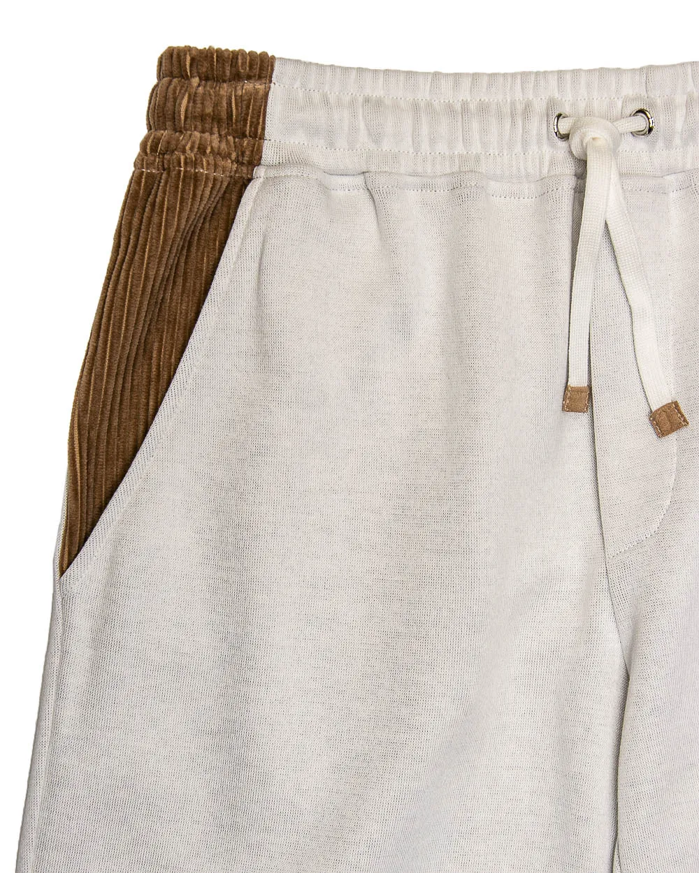 White Corduroy Trimmed Sweatpant