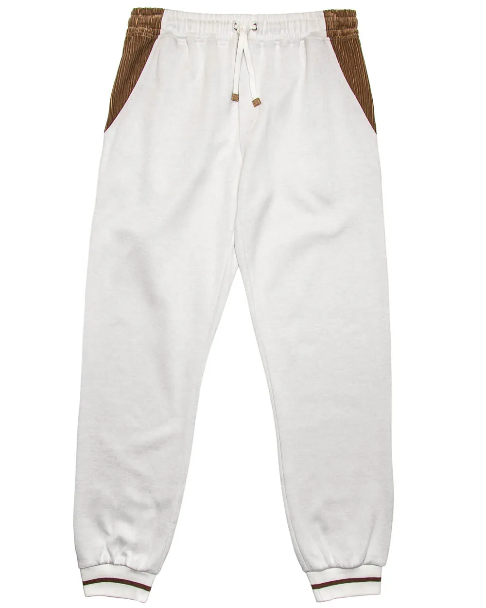 White Corduroy Trimmed Sweatpant