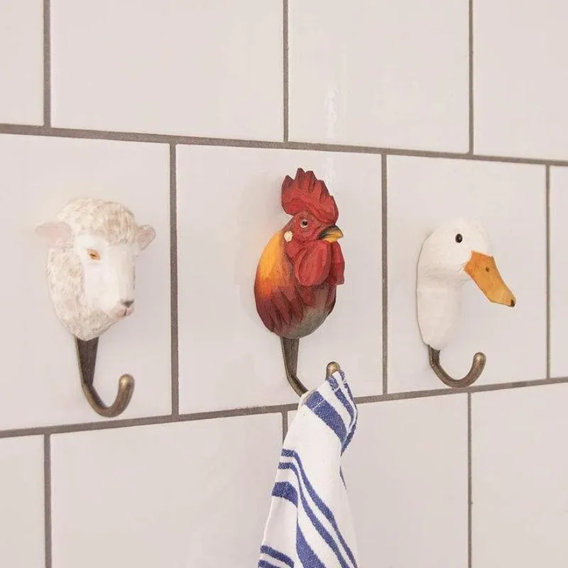 Wildlife Garden - Hand Carved Hook - Rooster