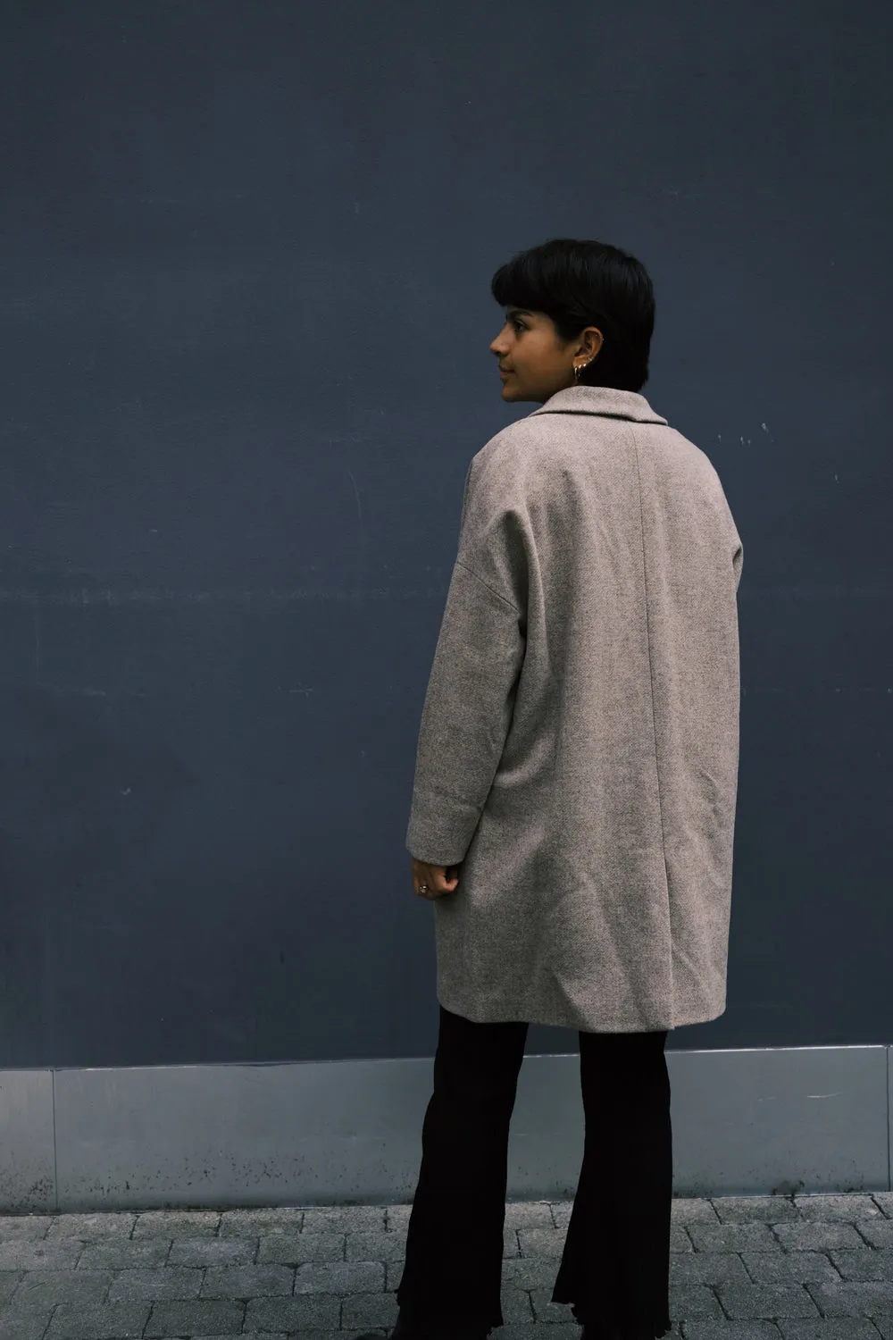 wool coat - gentoo - stone grey