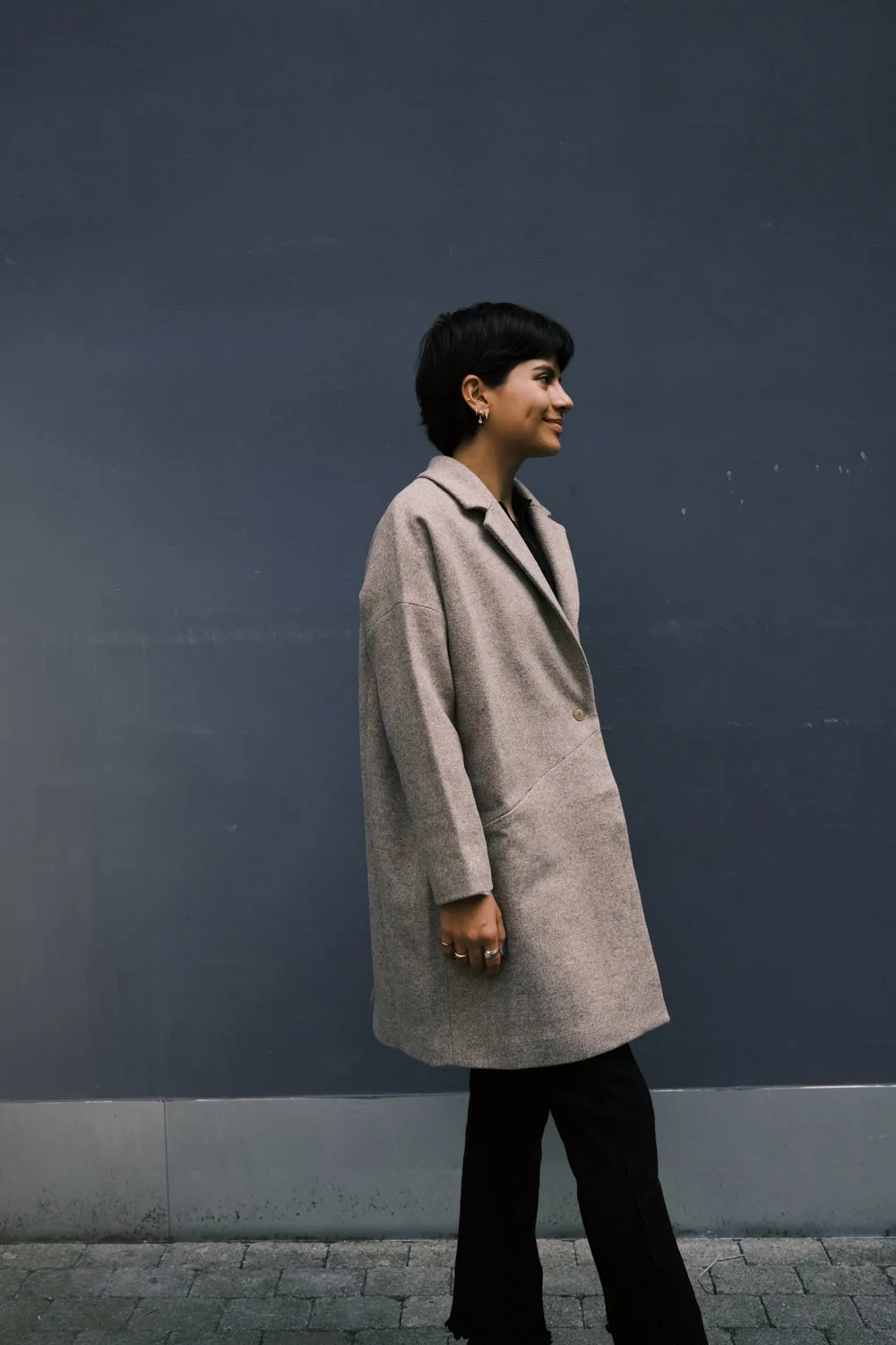 wool coat - gentoo - stone grey