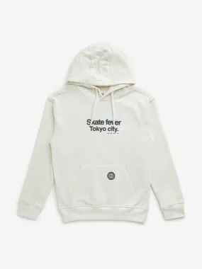 Y&F Kids Off-White Text Printed Sweatshirt